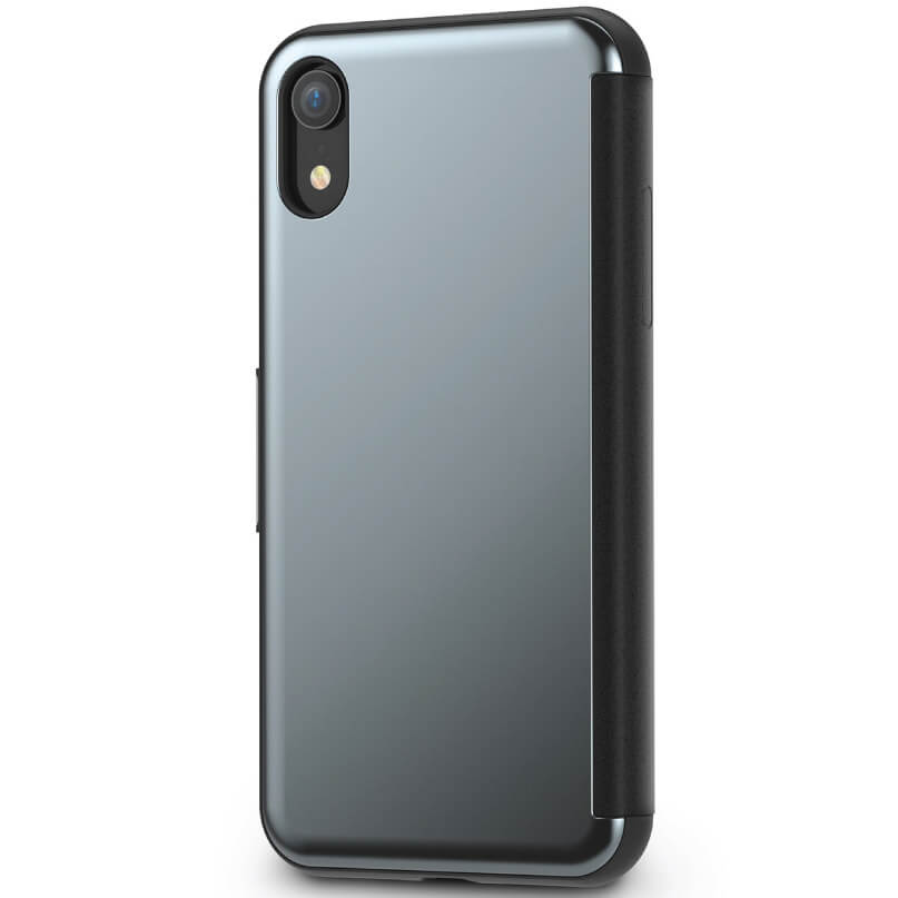 Moshi Stealthcover For Iphone Xr - Grey Smartphone in a black bumper case with a gray back, showing a single rear camera and flash.