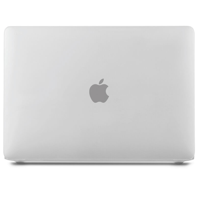 Moshi Iglaze For Macbook Air 13 (Thunderbolt 3/Usb-C) Apple laptop with closed white lid and centered gray apple logo, slim profile and rounded corners.