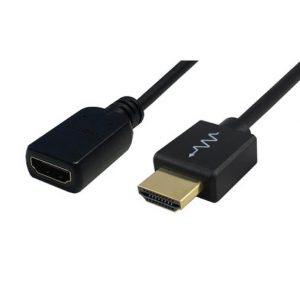 HDMI to DisplayPort adapter cable with gold HDMI male connector and DisplayPort female end.