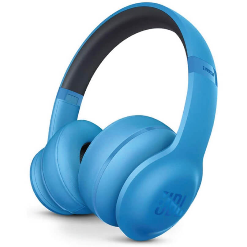 Jbl Everest 300 On-Ear Wireless Headphones Blue everest over-ear headphones with black padded headband and molded ear cups.