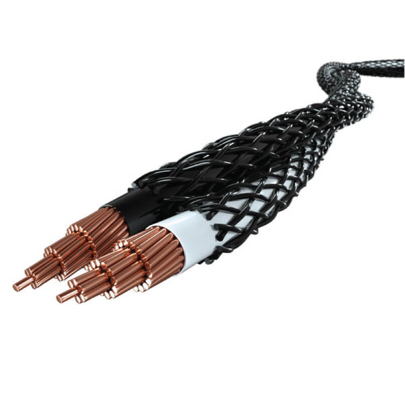 Inakustik Reference Ls-104 Micro Air Terminated Four-core copper speaker cable with black braided outer sleeve and exposed copper conductors.