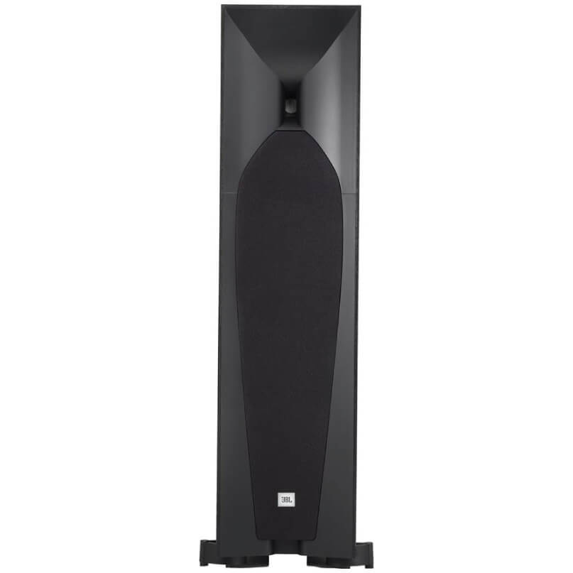 Jbl Studio 570 Floor Standing Speaker Jbl floor-standing loudspeaker with black cabinet and fabric covered front panel, jbl badge at base.