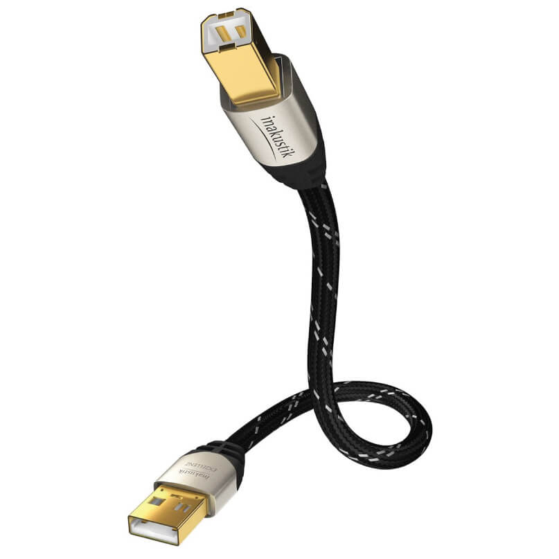 Inakustik 670001 Excellence 1.0M High Speed Usb 2.0 In-akustik usb 3. 0 type-a to micro-b cable with a braided black sheath and gold-plated connectors