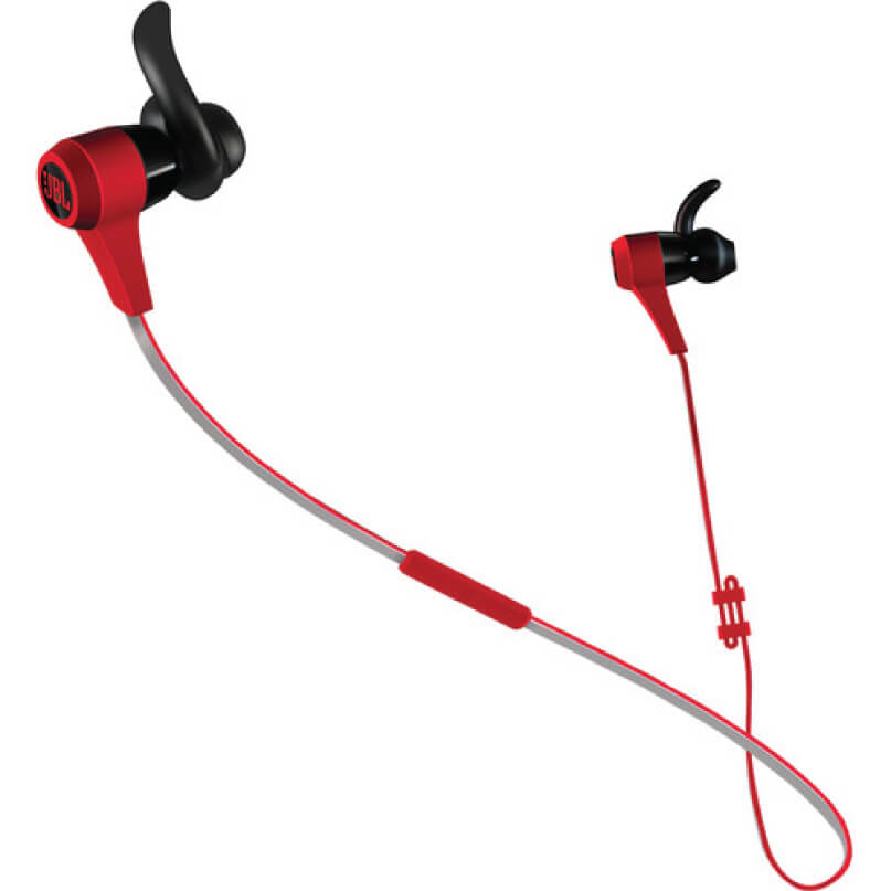 Jbl Synchros Reflect Bt In-Ear And Earbud Headphones Jbl red wired in-ear earphones with silicone tips and inline control on the cord.