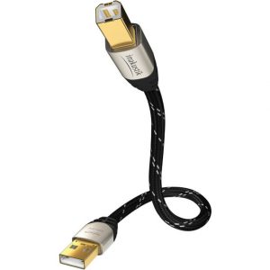 In-akustik USB cable with gold-plated connectors and a black braided outer jacket