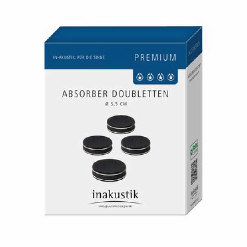 Inakustik Premium Doublette Rubber Damping Shock Absorber- Set Of 4 Inakustik absorber doubletten premium packaging with four 5. 5 cm black discs
