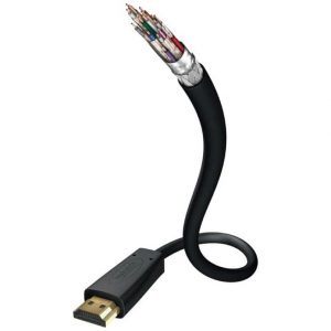 Flexible HDMI cable with bendable gooseneck and exposed multi-conductor end, gold-plated HDMI plug.