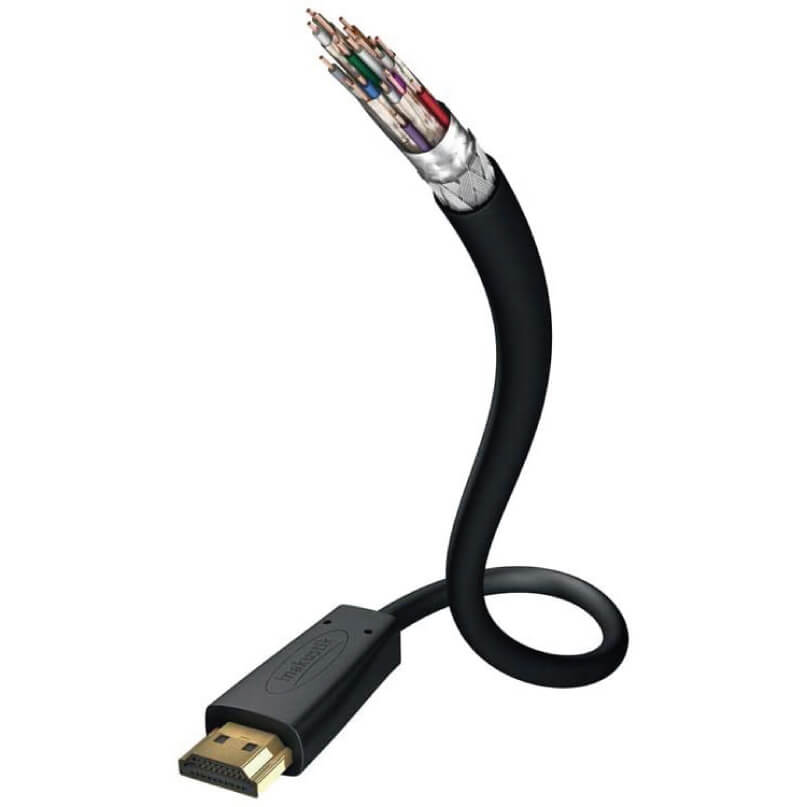 Inakustik 324507 Star 0.75M Hdmi Cable With Ethernet Flexible hdmi cable with bendable gooseneck and exposed multi-conductor end, gold-plated hdmi plug.