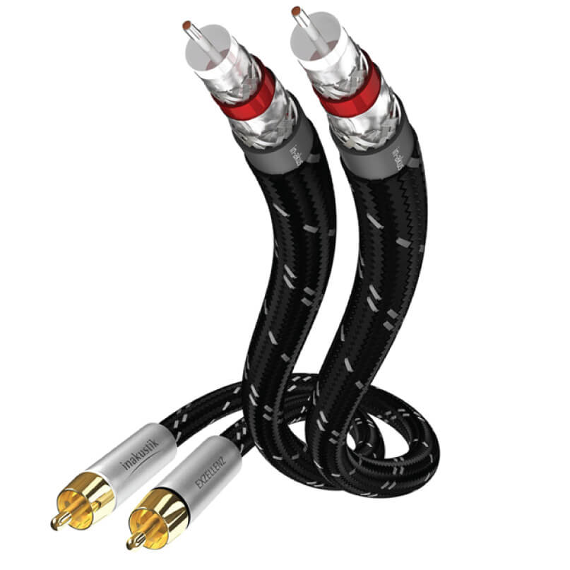 Inakustik Excellence 0.75M Rca-To-Rca Audio Cable Inakustik braided rca interconnect cable with gold-plated connectors and red/black end markings