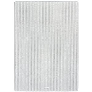 Tall rectangular speaker with a perforated front grille and rounded corners.