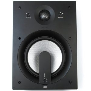 Jamo 400 bookshelf loudspeaker with a large silver woofer, black cabinet, and small top tweeter.