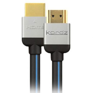 Kordz HDMI cable with gold-plated connectors and silver housings.