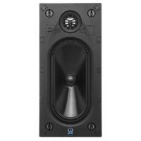 Black rectangular faceplate with oval recessed cavity and conical metal nozzle; four screws visible.