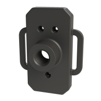 Black rectangular mounting plate with two side handles and a central circular bore.