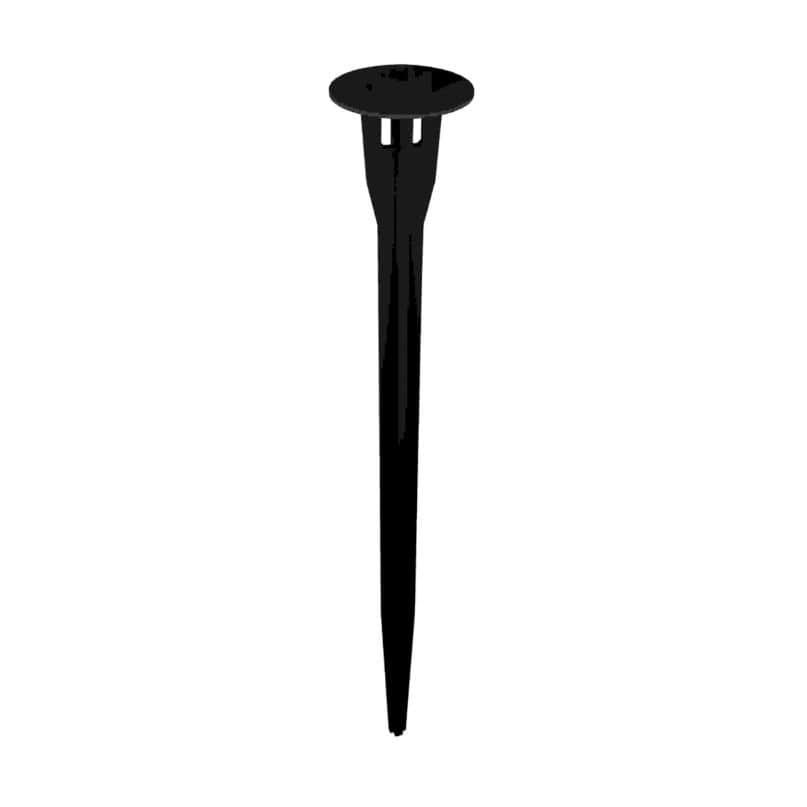 Klipsch Pro-18-Gs 18-Inch Landscape Speaker Ground Stake Black plastic ground stake with a round head and two small slots beneath the head, tapering to a pointed end.