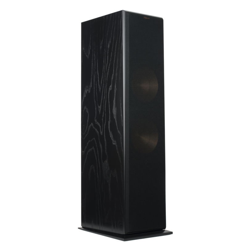 Klipsch Rf-7 Iii Floorstanding Speaker Tall black floor-standing loudspeaker with wood-grain veneer and two visible drivers.