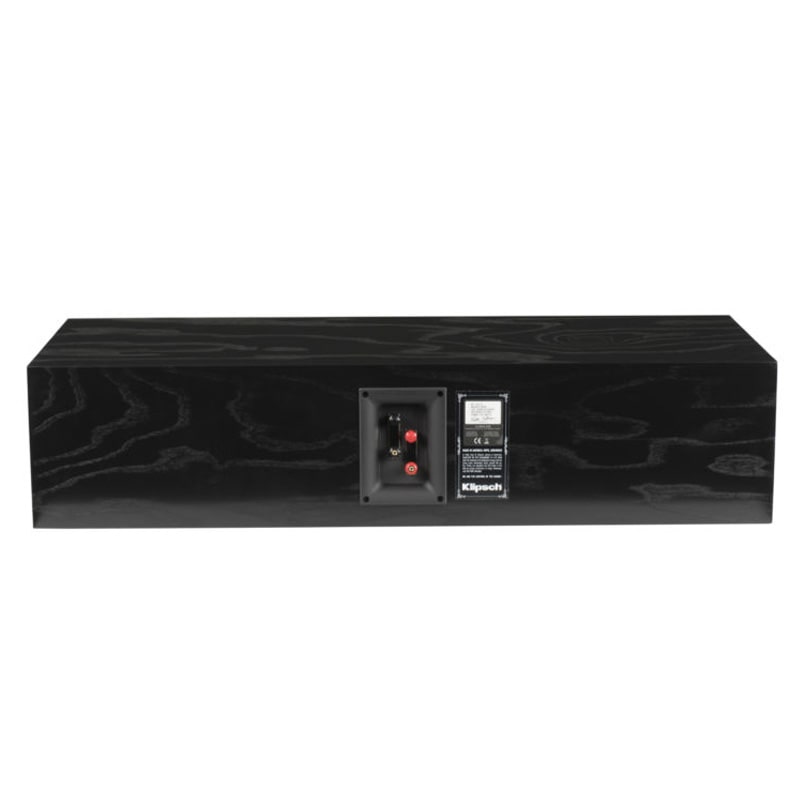 Klipsch Rc-64 Iii Center Speaker Klipsch powered subwoofer in a black wood cabinet with two rear binding posts.