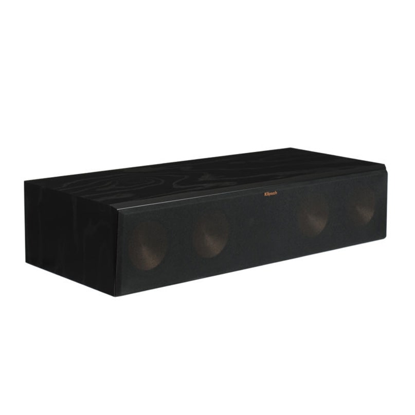 Klipsch Rc-64 Iii Center Speaker Klipsch black soundbar with four visible drivers behind a dark grille.
