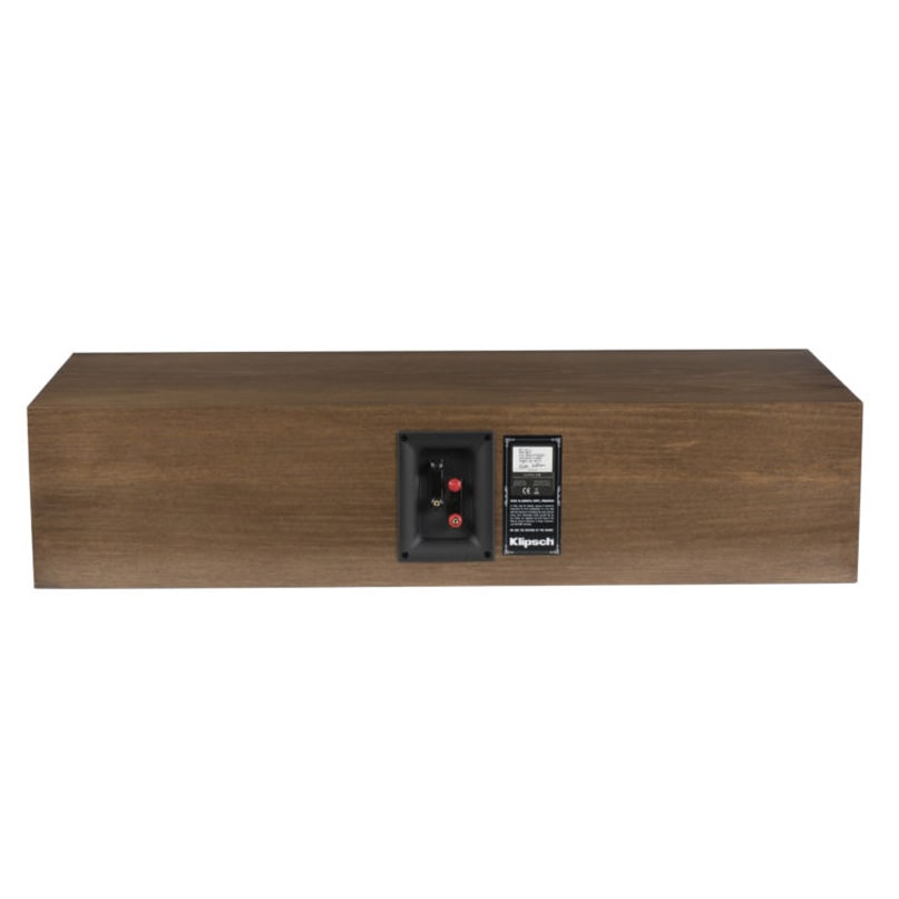 Klipsch Rc-64 Iii Center Speaker Klipsch wooden speaker cabinet with rear red and black binding-post terminals and identification label.