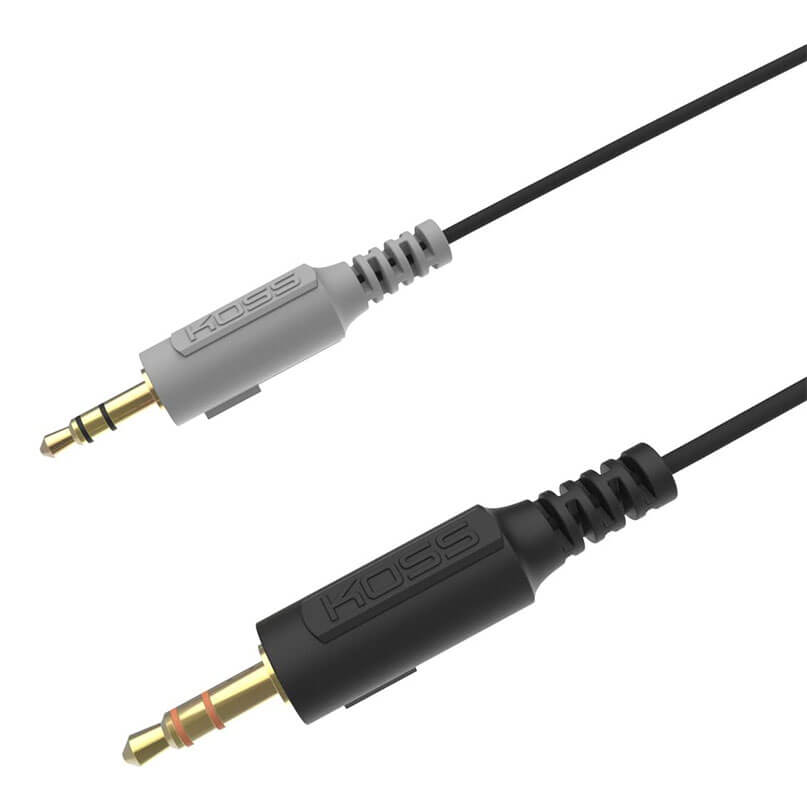 Koss Cs195 Communication Headset/Headphones Koss branded pair of 3. 5mm audio cables with gray and black molded housings and gold-plated trs plugs.