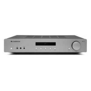 Cambridge Audio AXR55 integrated stereo amplifier with front panel display and large volume knob.