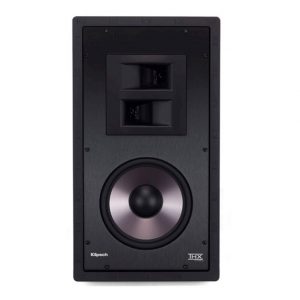Klipsch THX-certified floorstanding speaker with a large woofer and dual horn-loaded tweeters.