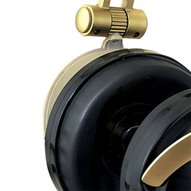 Koss Professional Headphones - Mv1 Gold over-ear headphones with black ear cushions and knurled adjustment dial on headband
