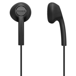 KOSS wired in-ear earphones with round black housing and visible logo.
