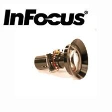 InFocus projector lens with metallic cylindrical housing and front mount.