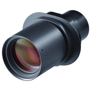 Industrial camera lens with large front element and black metal housing.