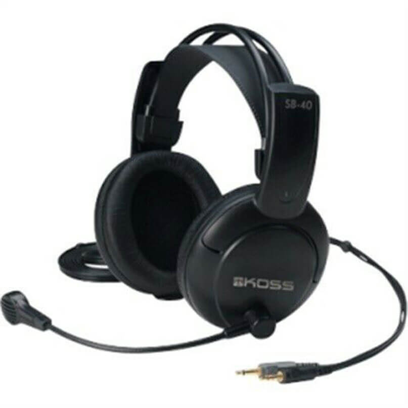 Koss Sb42 Headsets Koss sb-40 wired over-ear headset with attached boom microphone and dual 3. 5mm plugs.