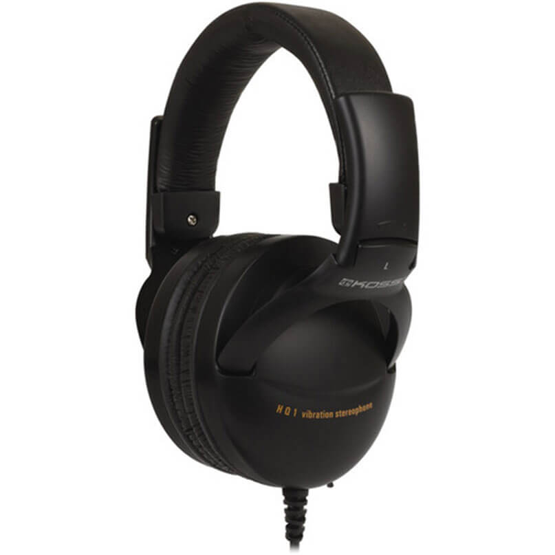 Koss Full Size Gaming Headphones - Hq1 Black over-ear headphones, model h01, with padded headband and wired connector.