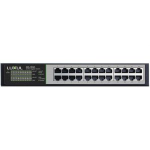 Luxul XGS-1024S 24-port Gigabit Ethernet switch with LED indicators.