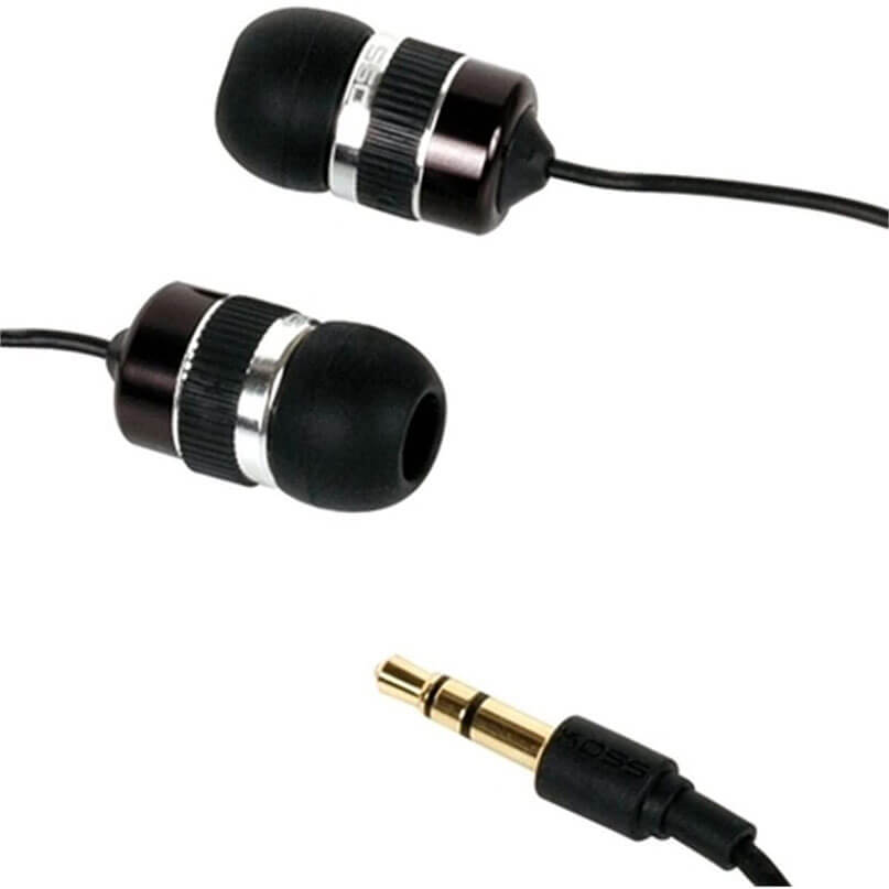 Koss - Keb40 In-Ear Headphones Bose in-ear headphones with black silicone tips, metallic rings, and a gold 3. 5mm plug.