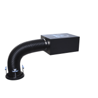 Flexible gooseneck inspection camera with suction-cup base and rectangular end housing.