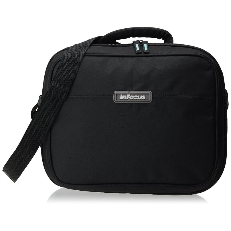 Infocus Accesories &Amp; Peripherals Casoftcasemtg Infocus black rectangular carrying case with top handle and adjustable shoulder strap.