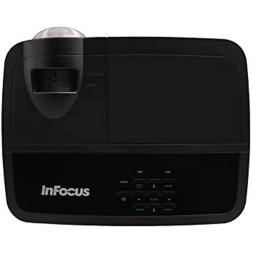 Infocus In124Sta Short Throw Projector Infocus projector with left-side lens and front control panel, black rectangular body.