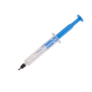 Interdyn Chirana syringe with blue plunger and sterile needle, marked for single use.