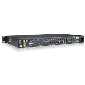 1U rack-mount AV matrix switch with multiple HDMI, VGA, audio inputs and outputs