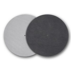 Interdyn Two circular polishing pads, one light gray and one dark gray, with small central holes.