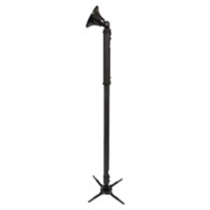 Tall adjustable stand with a four-legged tripod base and a horn-shaped top mount.