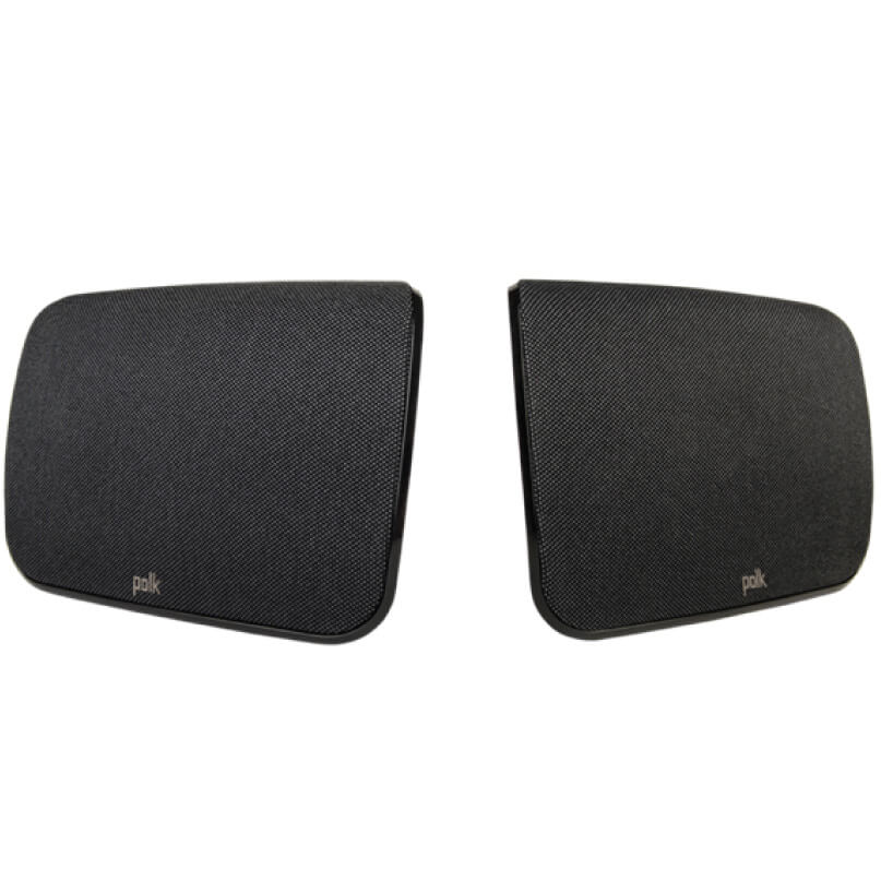 Polk Audio Sr1 Wireless Surround Speakers For Magnifi Max Pair of polk bookshelf speakers with black fabric grilles.