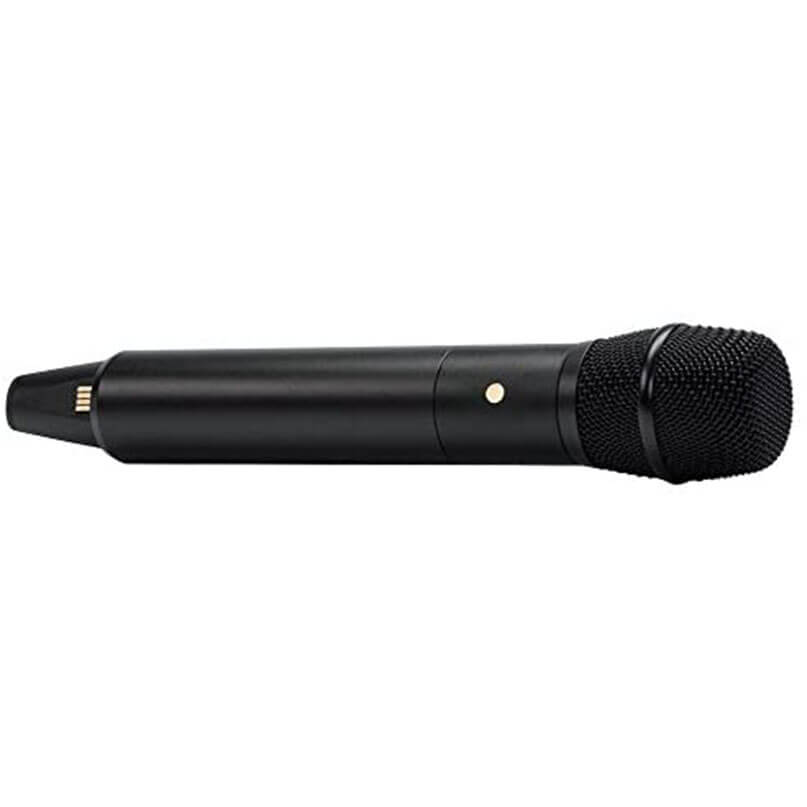 Rode Rodelink Performer Kit Wireless handheld microphone with black metal body, gold button, and metal mesh grille.