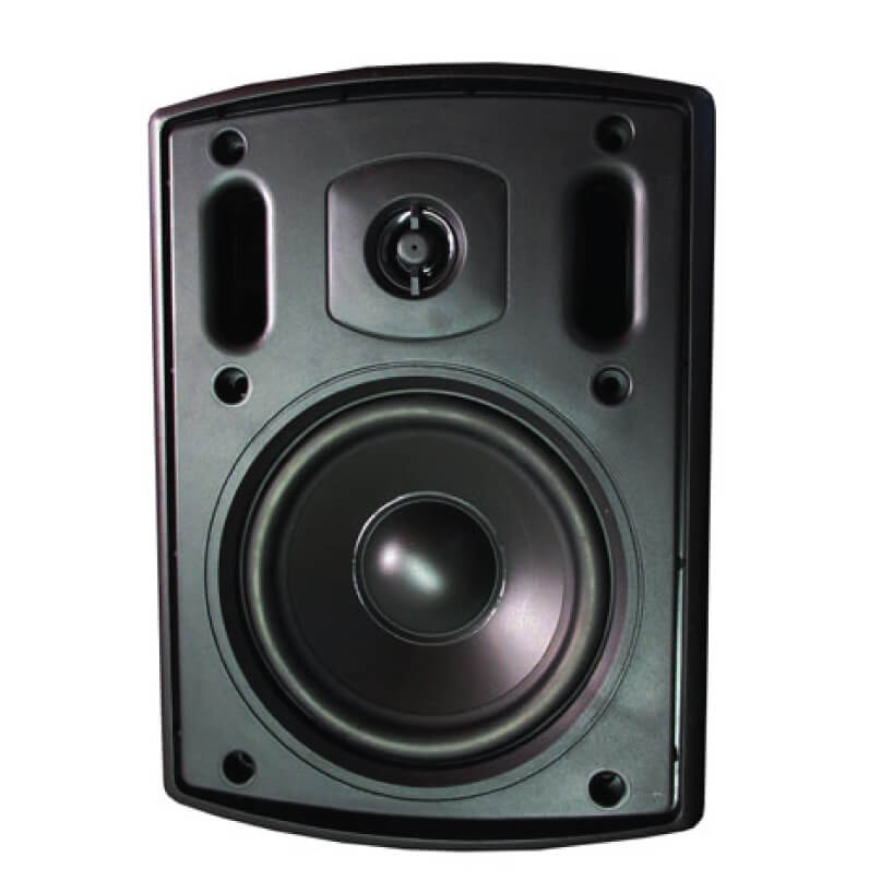 Revtek Bslact525Bl Blue Square Labs Powered Speaker Black front-facing studio monitor speaker with large woofer and small tweeter.