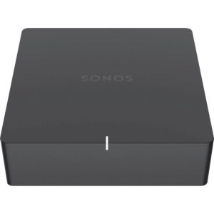 Sonos black rectangular streaming speaker with flat lid and a front-centered white indicator.