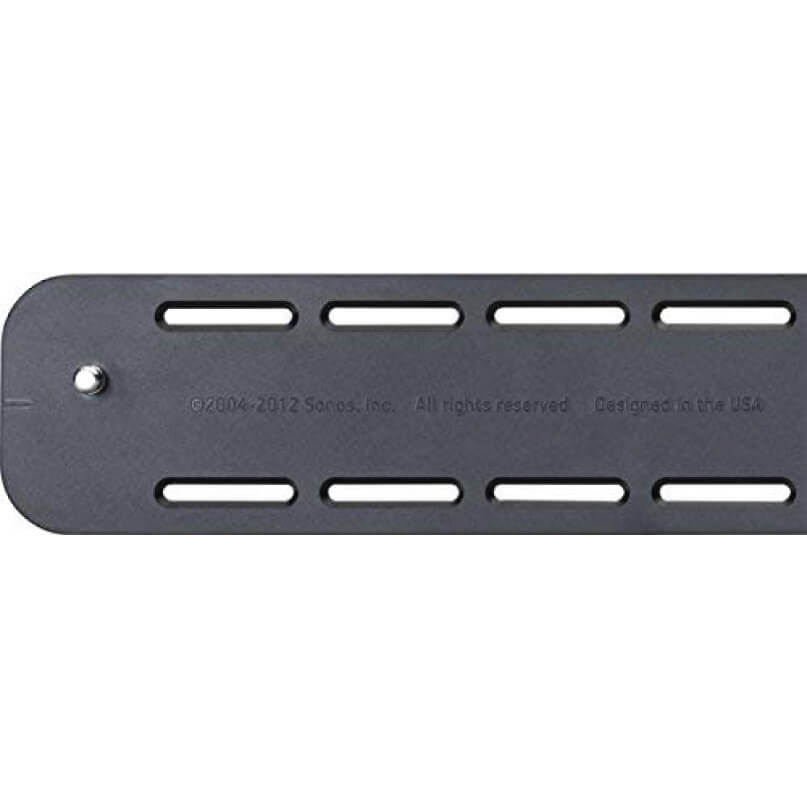 Sonos Playbar Wall Mount Kit Sonos mounting plate with two rows of horizontal slots and a small screw, dark gray metal.