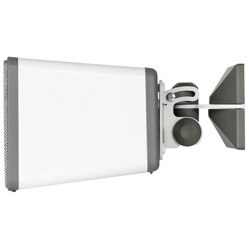 Sonos Play:3 Tilt/Swivel Bracket - White Or Black White rectangular wall-mounted light fixture with gray adjustable mounting arm and dark gray shade.