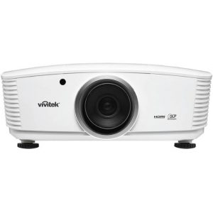 Vivitek white DLP HDMI projector with central lens and adjustable feet
