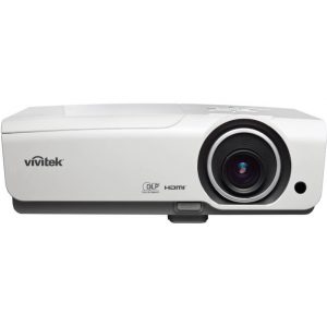 White Vivitek DLP projector with large front lens and HDMI logo.