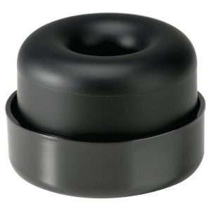 Interdyn Black plastic cylindrical plug with donut-shaped top and hollow center.